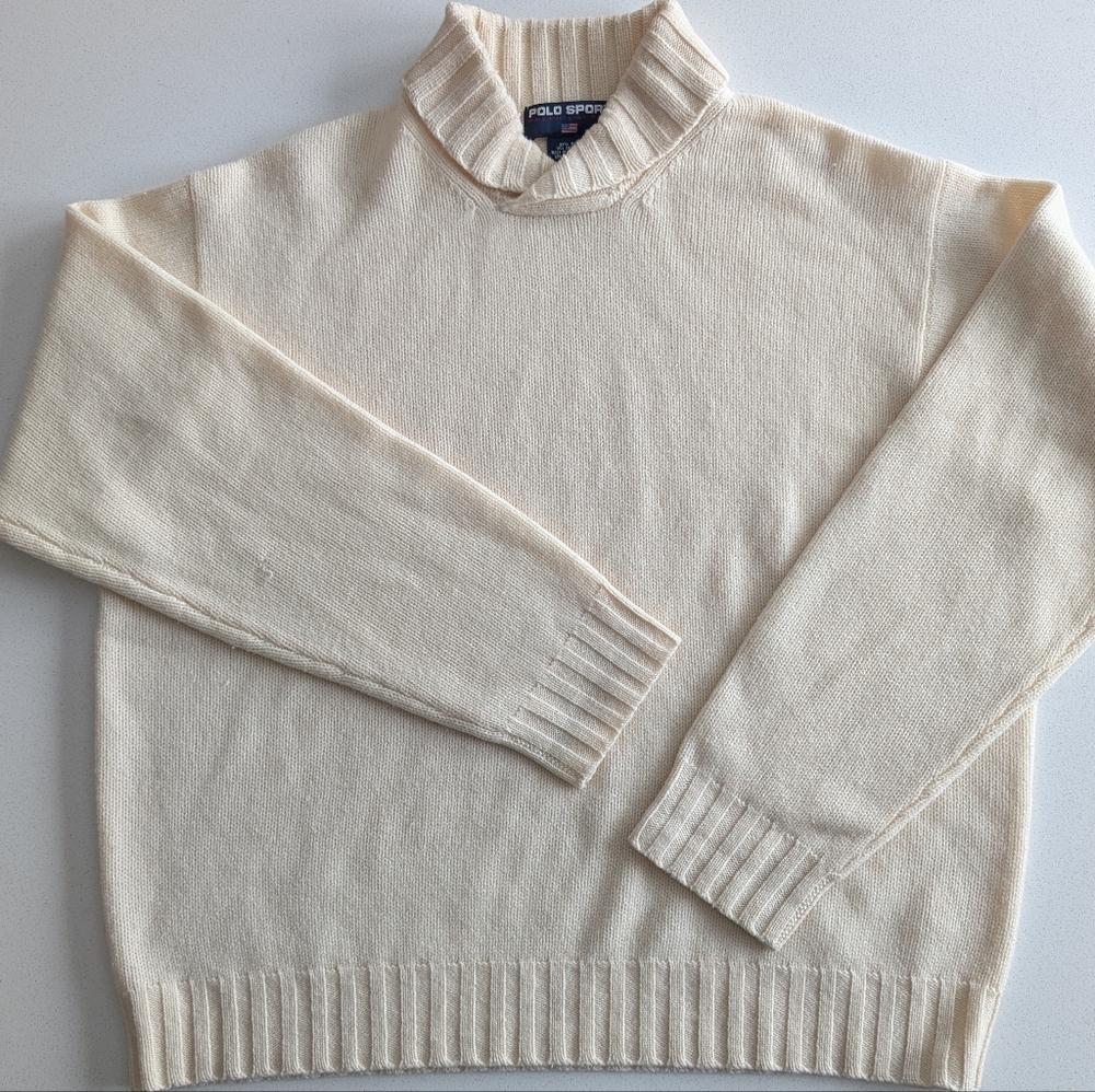 Ralph Lauren Polo Sport Cream Knit Mock Neck Sweater